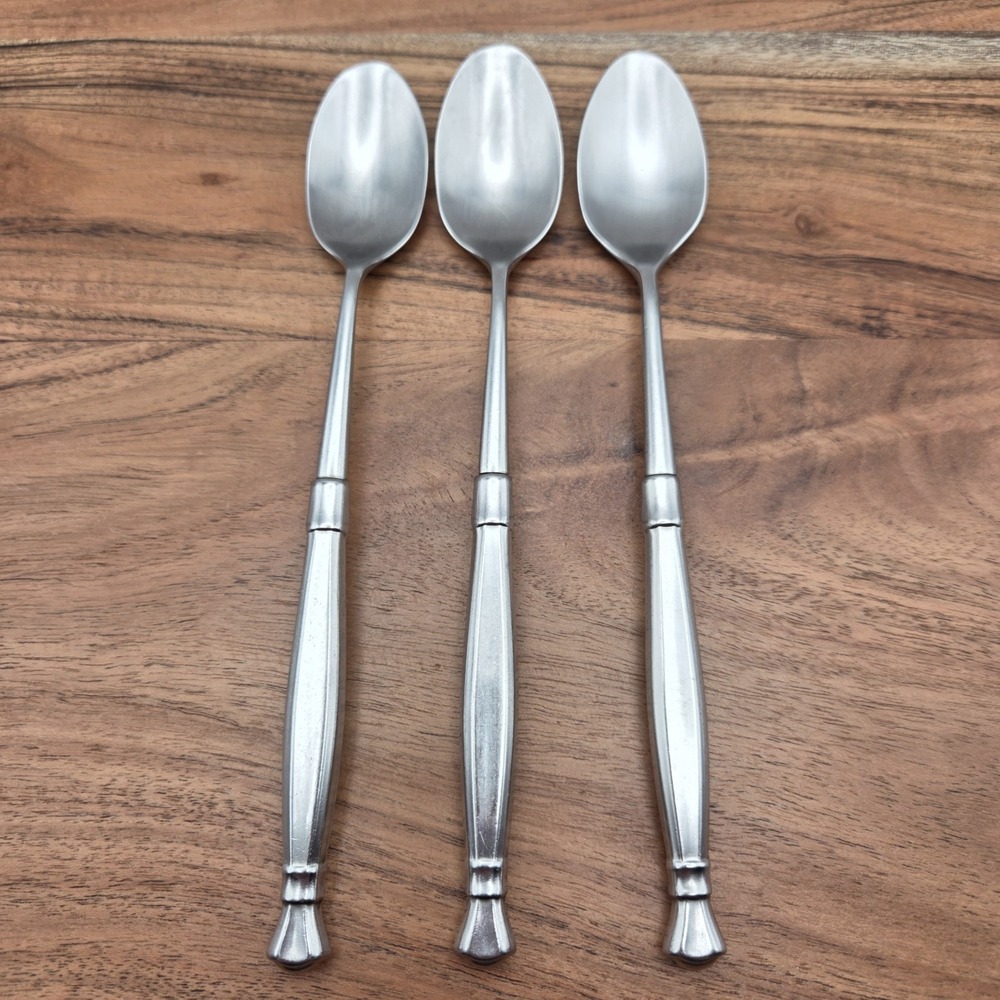 Set Of 3 Vintage Oneida Cube ACT II Iced Tea Spoons Satin Stainless Steel 7.75"